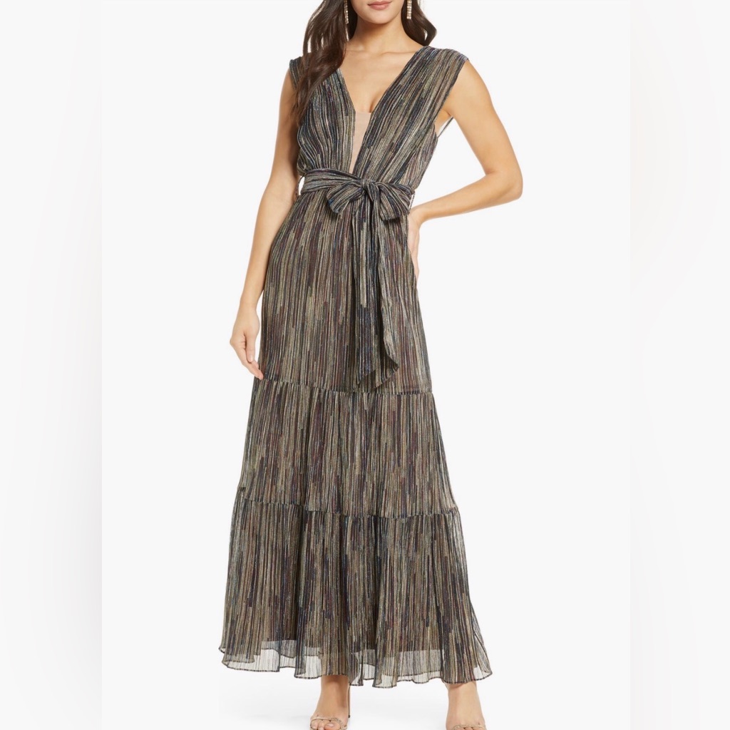 Nwt Women’s Metallic High Waist Gown Size Medium Nordstrom
